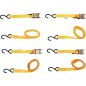 Preview: Ratchet Tie Down Strap Set | with solid Hooks | 5 m x 25 mm | 4 pcs.