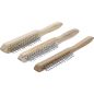 Preview: Steel Wire Brush Set | wooden handle | 2, 3, 4 rows | 3 pcs.