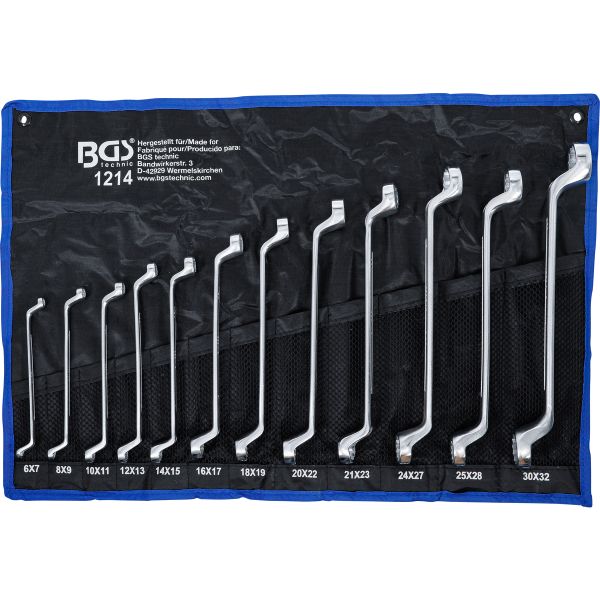 Double Ring Spanner Set | offset | 6 x 7 - 30 x 32 mm | 12 pcs.