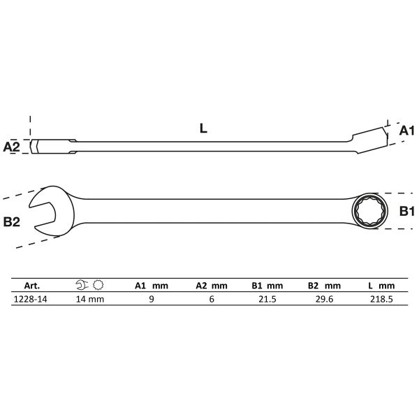 Combination Spanner | extra long | 14 mm