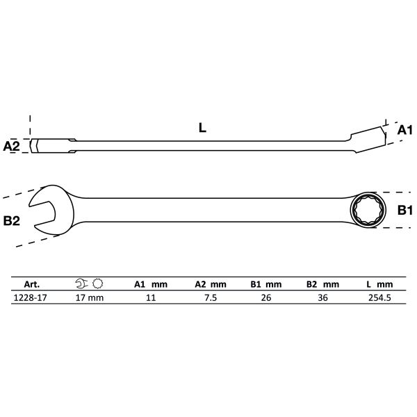 Combination Spanner | extra long | 17 mm