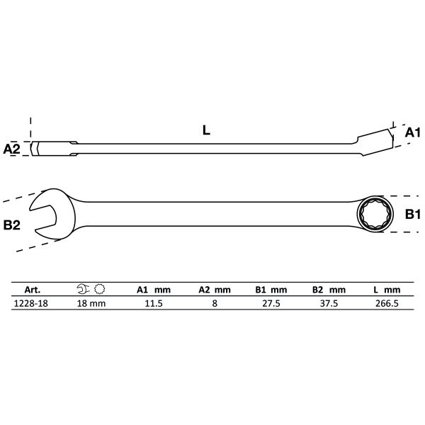 Maul-Ringschlüssel | extra lang | SW 18 mm