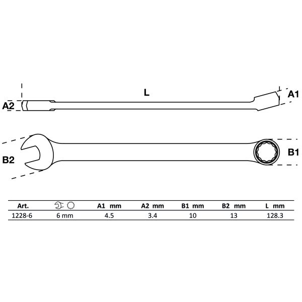 Clé mixte | extra longue | 6 mm