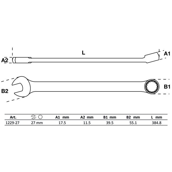 Maul-Ringschlüssel | extra lang | SW 27 mm
