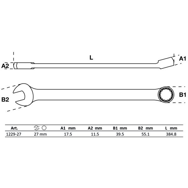 Llave combinada | extra larga | 27 mm