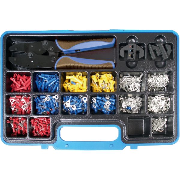 Crimping Pliers Set | with 2 Pairs of Jaws | with Cable Lug Assortment | 1000 pcs.