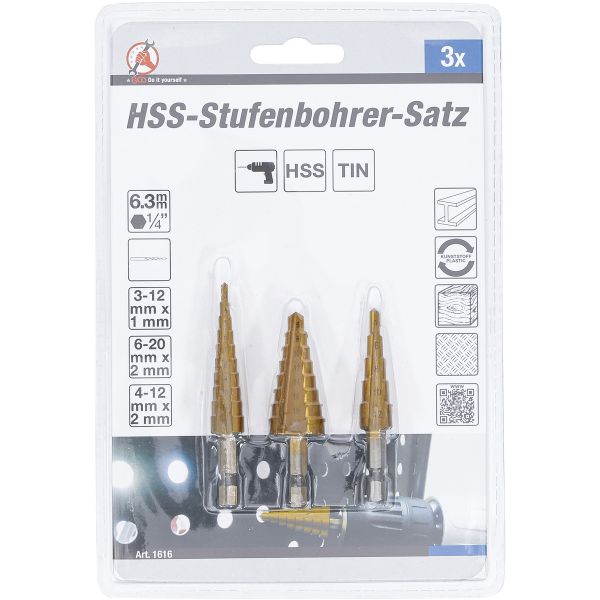 HSS-Stufenbohrer-Satz | 3 - 20 mm | 3-tlg.