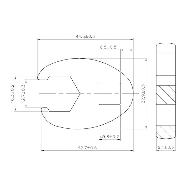 Llave boca hexagonal abierta (crowfoot) | entrada 10 mm (3/8") | 16 mm