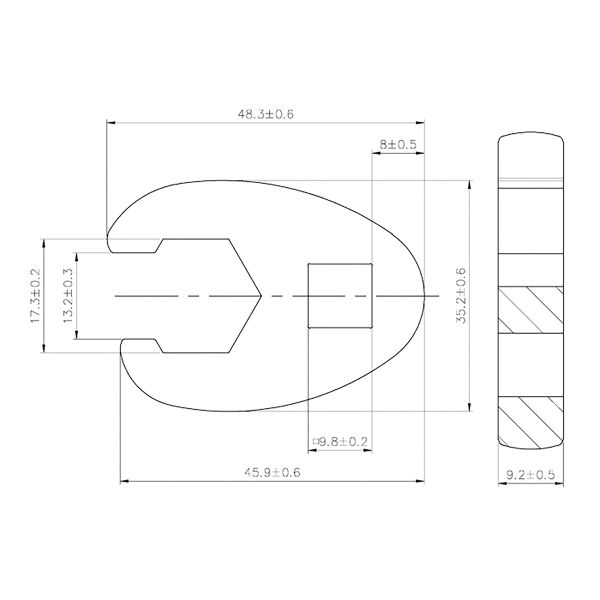 Hahnenfußschlüssel | Antrieb Innenvierkant 10 mm (3/8") | SW 17 mm