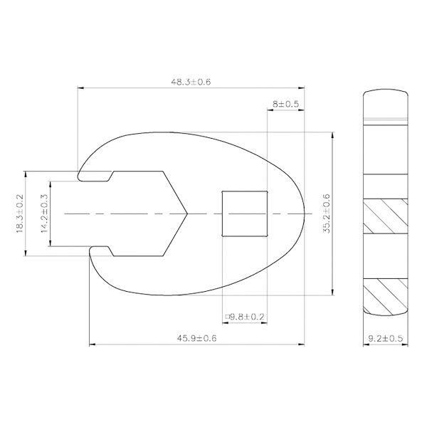 Llave boca hexagonal abierta (crowfoot) | entrada 10 mm (3/8") | 18 mm