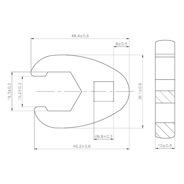 Crowfoot Spanner | 10 mm (3/8") Drive | 19 mm