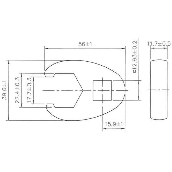 Hahnenfußschlüssel | Antrieb Innenvierkant 12,5 mm (1/2") | SW 22 mm