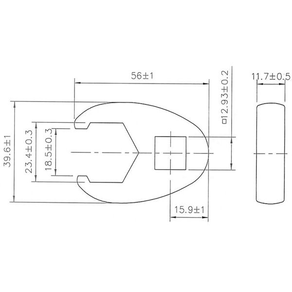 Hahnenfußschlüssel | Antrieb Innenvierkant 12,5 mm (1/2") | SW 23 mm