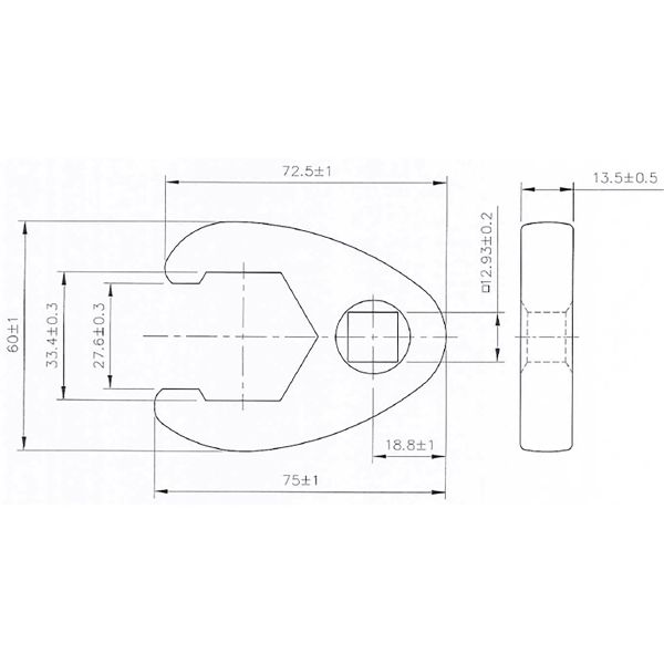 Hahnenfußschlüssel | Antrieb Innenvierkant 12,5 mm (1/2") | SW 33 mm