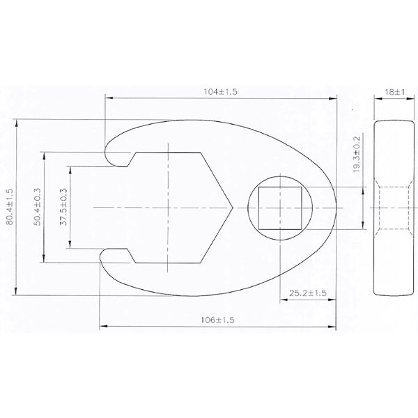 Llave boca hexagonal abierta (crowfoot) | entrada 20 mm (3/4") | 50 mm