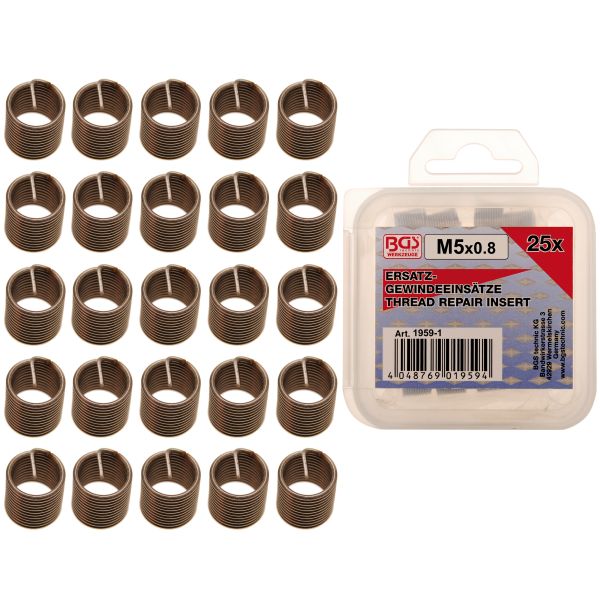 Inserts taraudés | M5 x 0,8 mm | 25 pièces