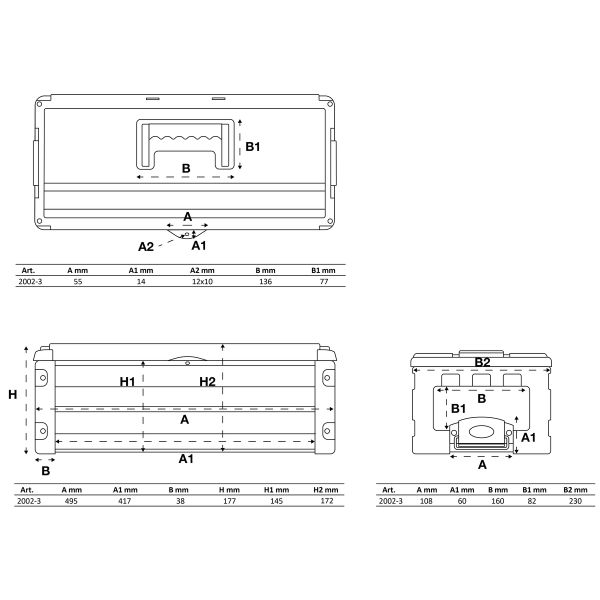 Hard-Top tool case attachment | 2 Drawers | for BGS 2002