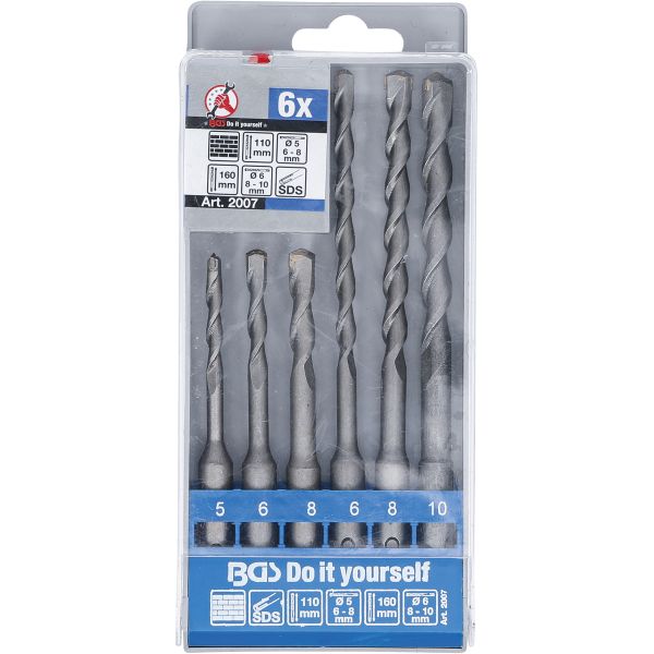 Hammer Drill Set | SDS shaft | carbide tipped | 5 - 10 mm | 6 pcs.