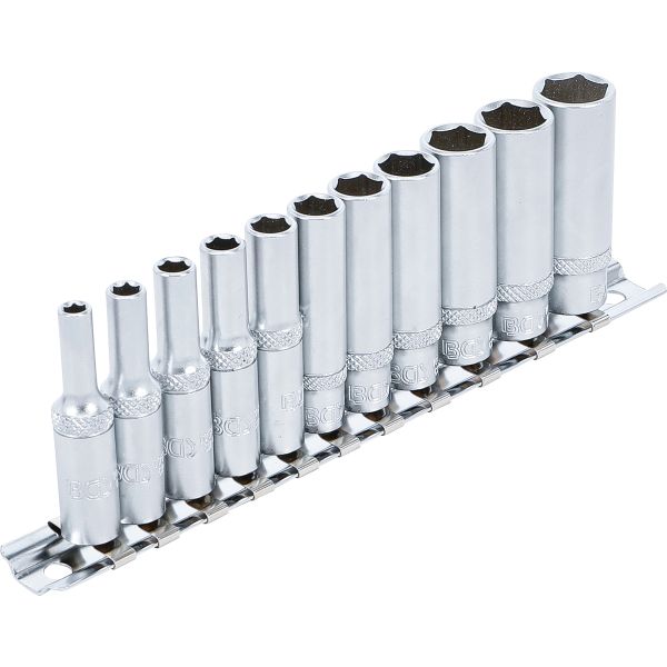 Socket Set, Hexagon, deep | 6.3 mm (1/4") Drive | 4 - 13 mm | 11 pcs.