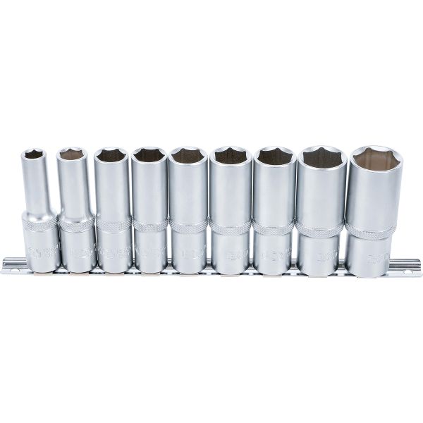 Socket Set, Hexagon, deep | 12.5 mm (1/2") Drive | 10 - 24 mm | 9 pcs.