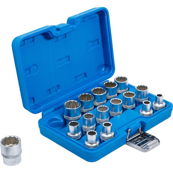 Socket Set, 12-point | 12.5 mm (1/2") Drive | 8 - 24 mm | 16 pcs.