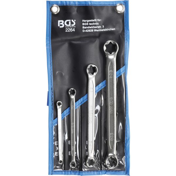 Double Ring Spanner Set with E-Type Ring Heads | E6 x E8 - E20 x E24 | 4 pcs.