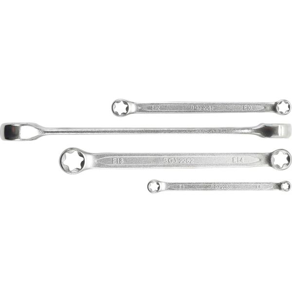 Double Ring Spanner Set with E-Type Ring Heads | E6 x E8 - E20 x E24 | 4 pcs.