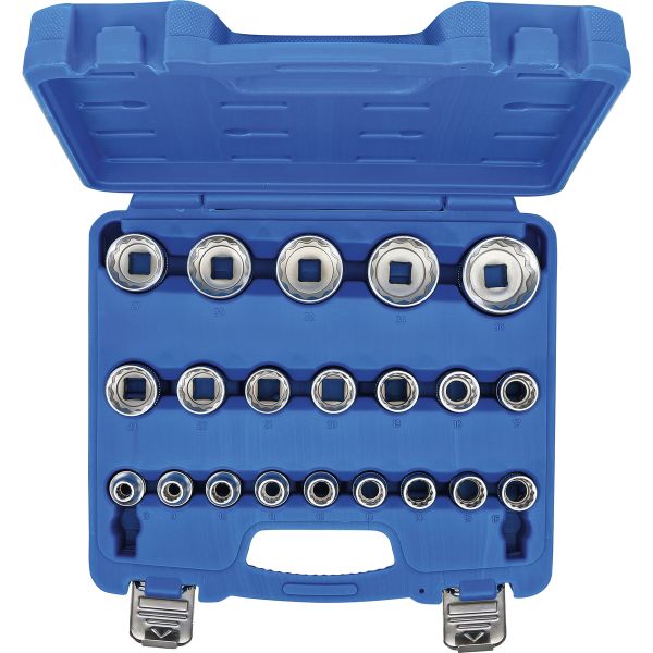 Socket Set, 12-point | 12.5 mm (1/2") Drive | 8 - 36 mm | 21 pcs.