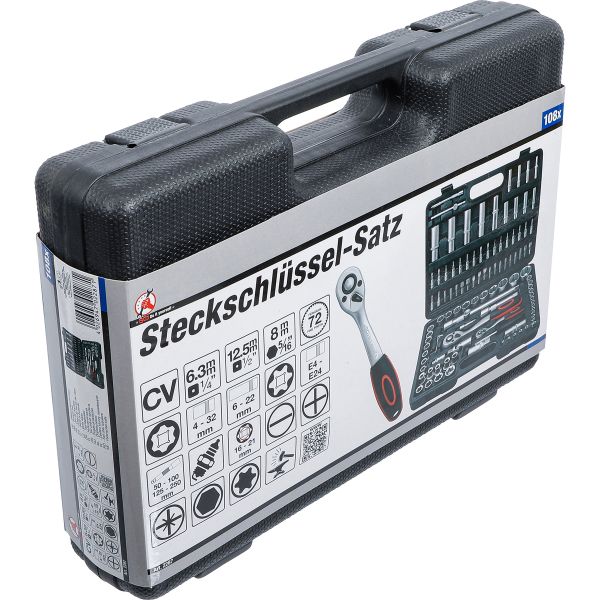 Socket Set | 6.3 mm (1/4") / 12.5 mm (1/2") Drive | 108 pcs.