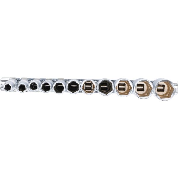 Socket Set, Hexagon, deep | 10 mm (3/8") Drive | Inch Sizes | 11 pcs.