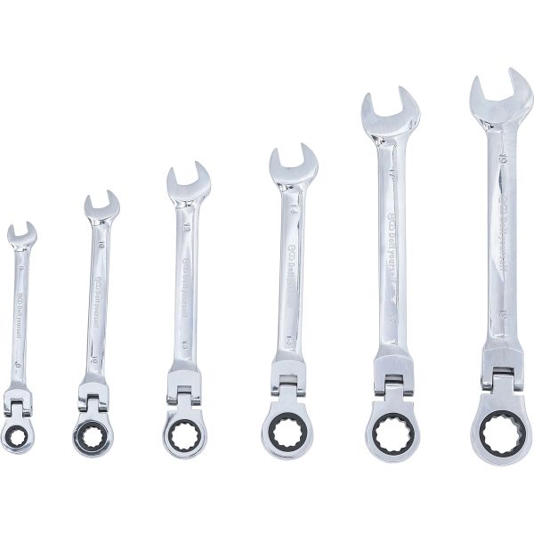 Ratchet Combination Wrench Set | flexible Heads | 8-19 mm | 6 pcs.