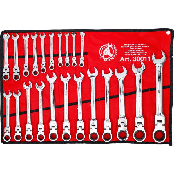 Ratchet Combination Wrench Set | flexible Heads | 6 - 32 mm | 22 pcs.