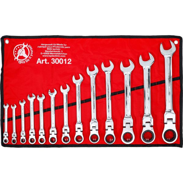 Ratchet Combination Wrench Set | flexible Heads | 8 - 32 mm | 13 pcs.