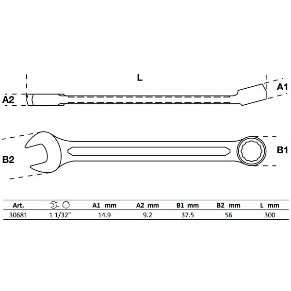 Combination Spanner | SAE | 1.1/32"