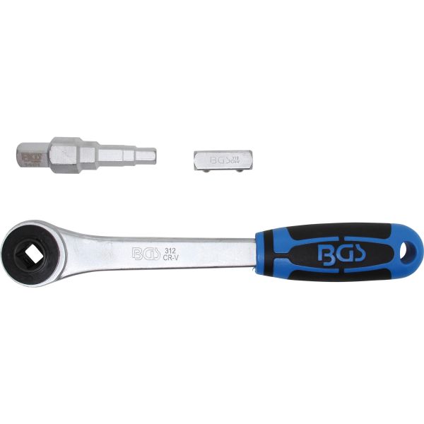 Push-through Ratchet with Adaptor and Step Wrench | internal square 12.5 mm (1/2")