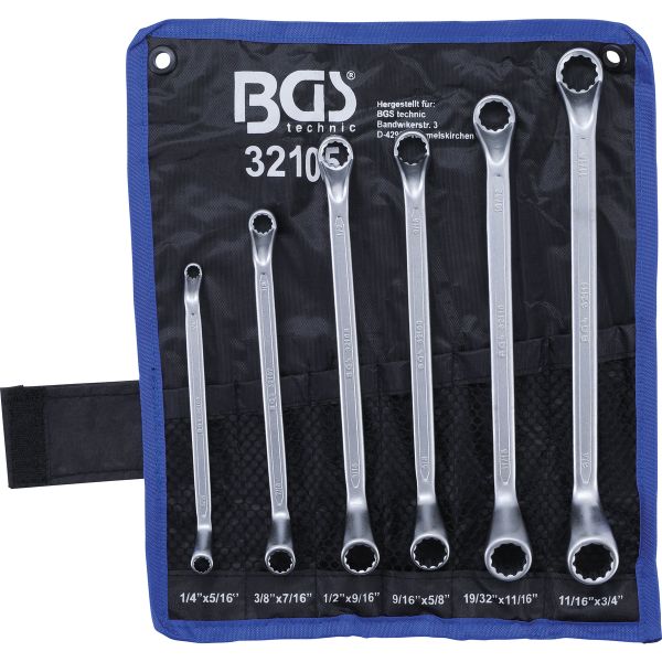 Double Ring Spanner Set | deep offset ends | Inch Sizes | 1/4" - 3/4" | 6 pcs.
