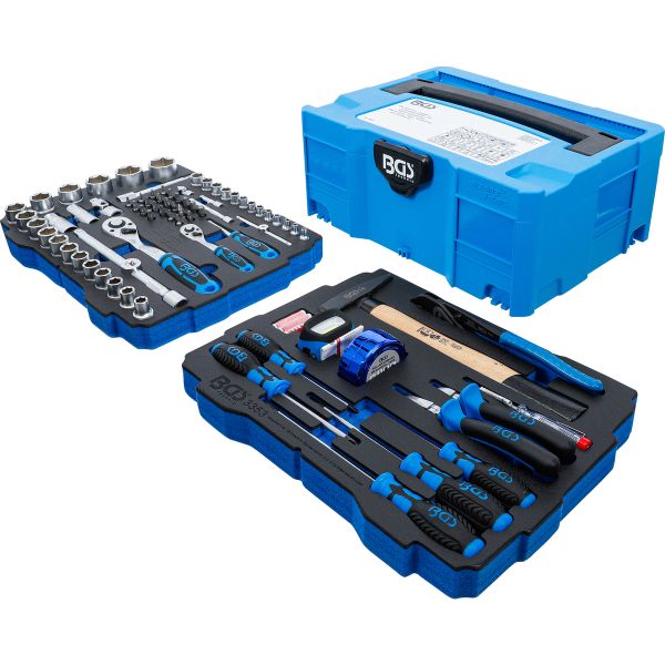 Socket, Hammer, Pliers, Screwdriver Set | 6.3 mm (1/4") / 12.5 mm (1/2") | BGS systainer® | 77 pcs.