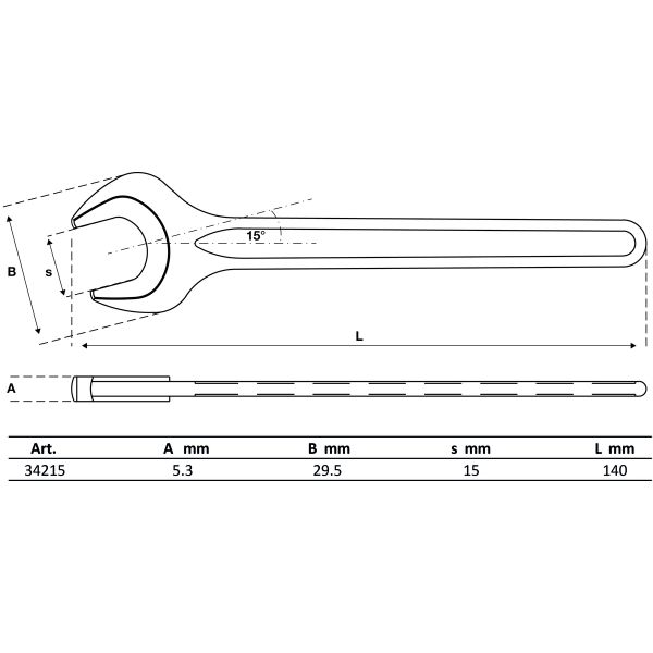 Einmaulschlüssel | DIN 894 | SW 15 mm