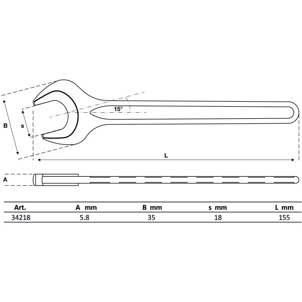 Einmaulschlüssel | DIN 894 | SW 18 mm