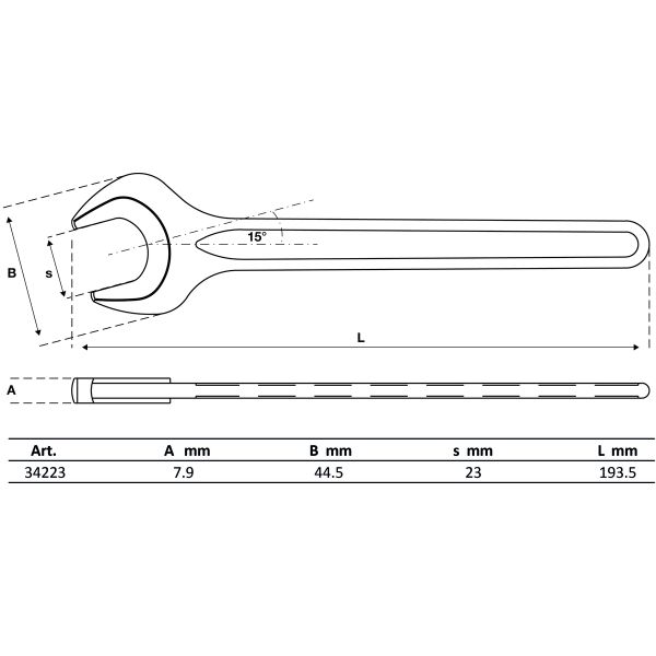 Single Open End Spanner | DIN 894 | 23 mm