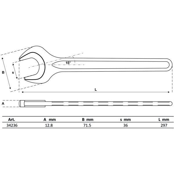 Llave plana de una boca | DIN 894 | 36 mm