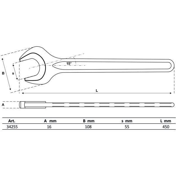 Llave plana de una boca | DIN 894 | 55 mm