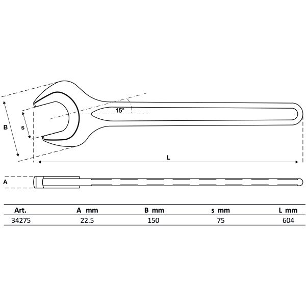Einmaulschlüssel | DIN 894 | SW 75 mm