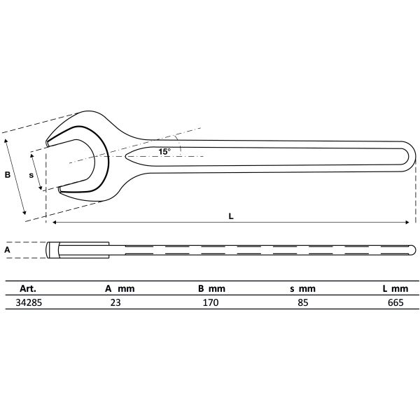 Single Open End Spanner | DIN 894 | 85 mm