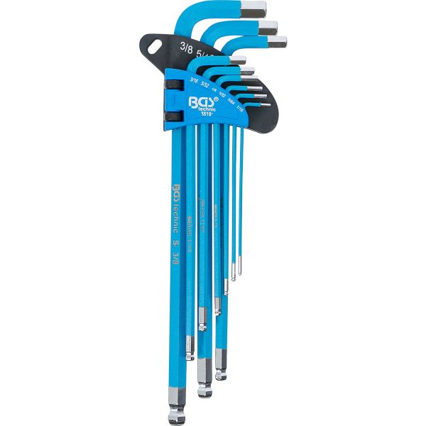 L-Type Wrench Set | extra long | internal Hexagon | Inch Sizes | 9 pcs.