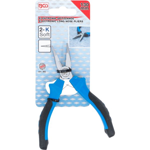 Electronic Long Nose Pliers | straight | spring loaded | 130 mm