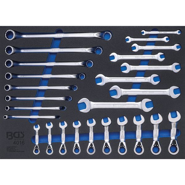 Tool Tray 3/3: Double Open End Spanner, Double Ring Spanner, Ratchet Wrench | 26 pcs.