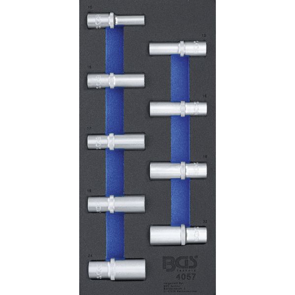 Tool Tray 1/3: Sockets, Hexagon | 12.5 mm (1/2") | 10 - 24 mm | deep | 9 pcs.