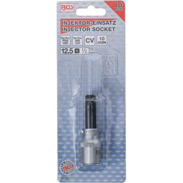 Injector Socket | 12.5 mm (1/2") Drive | Internal Hexagon 10 mm