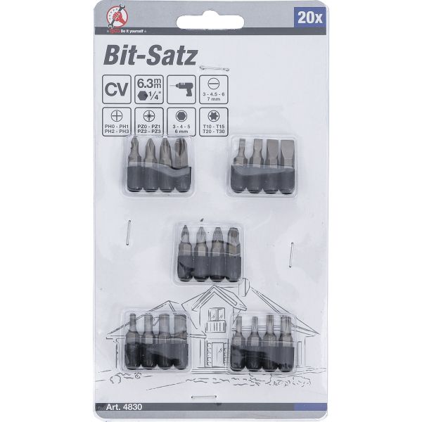 Bit Set | 6.3 mm (1/4") Drive | 20 pcs.